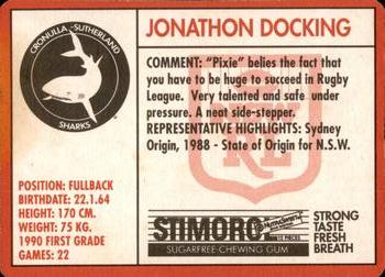 1991 Stimorol NRL #91 Jonathan Docking Back